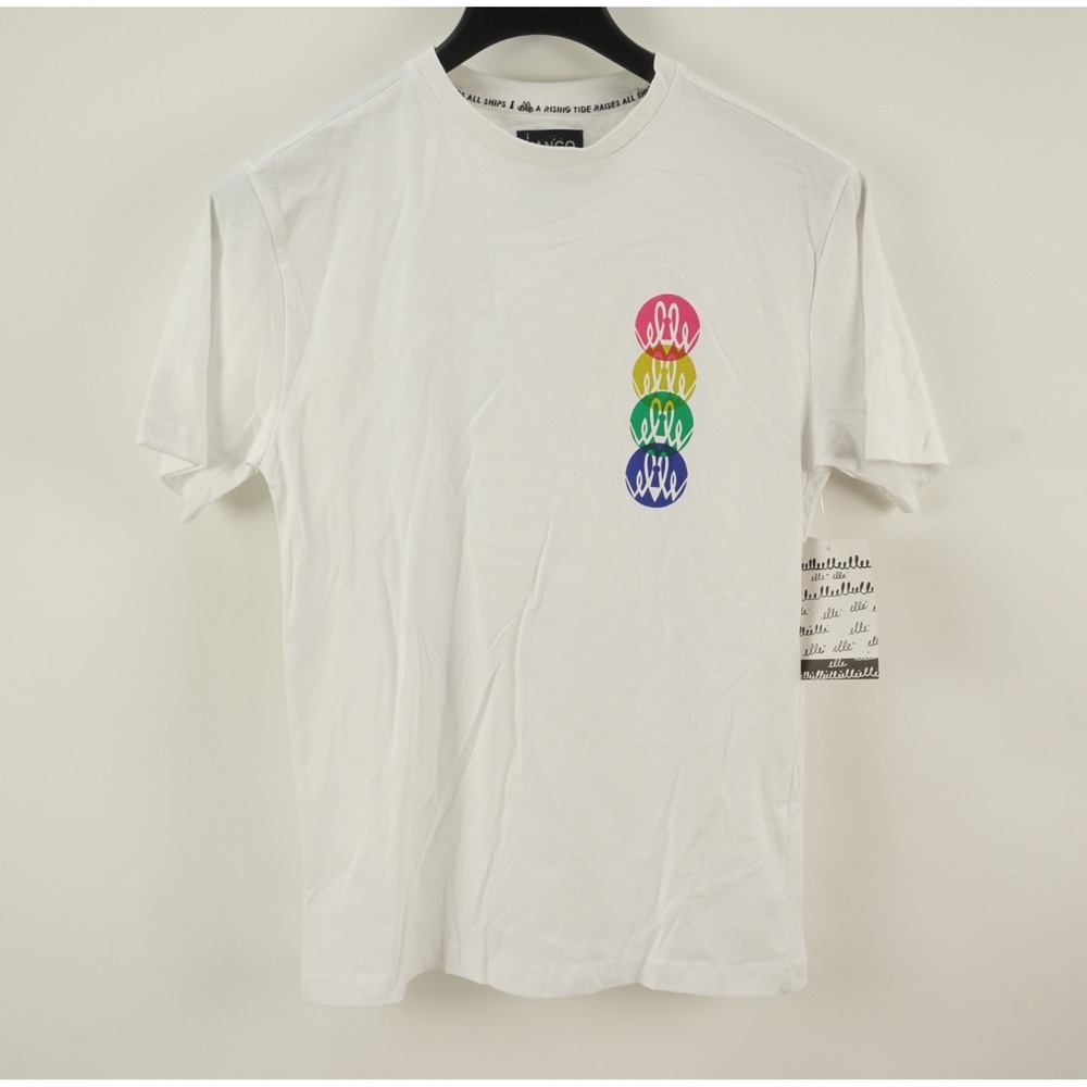 New Tango Hotel Elle Shirt Men's Small Short Sleeve White Big Logo Crew T-Shirt